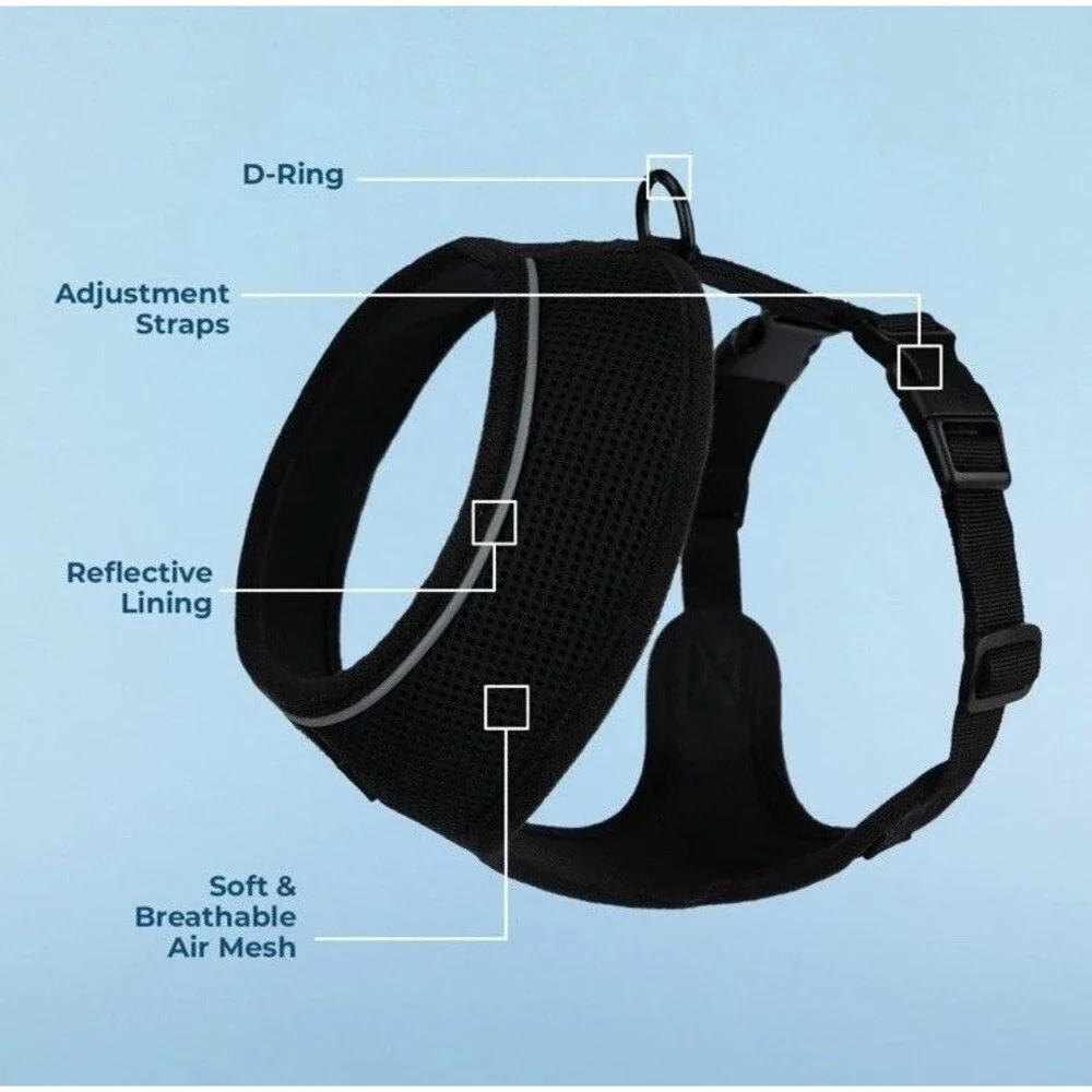 Voyager Aerolite No-Pull Dog Harness Size Large Reflective Adjustable Black New
